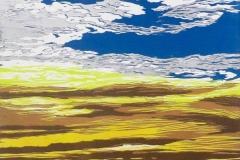 Shimmering,  reduction woodcut,, 12"x12", 2024