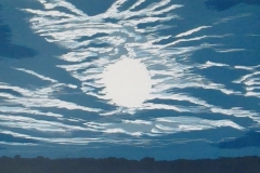 Blue Heavens,  reduction woodcut,, 12"x12", 2025
