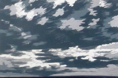 Golden Sands,  reduction woodcut,, 10" x 22", 2025