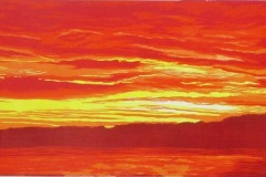 SunnySideUp, reduction woodcut, 10" x 22",  2024