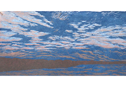blue denim sky reduction woodcut print